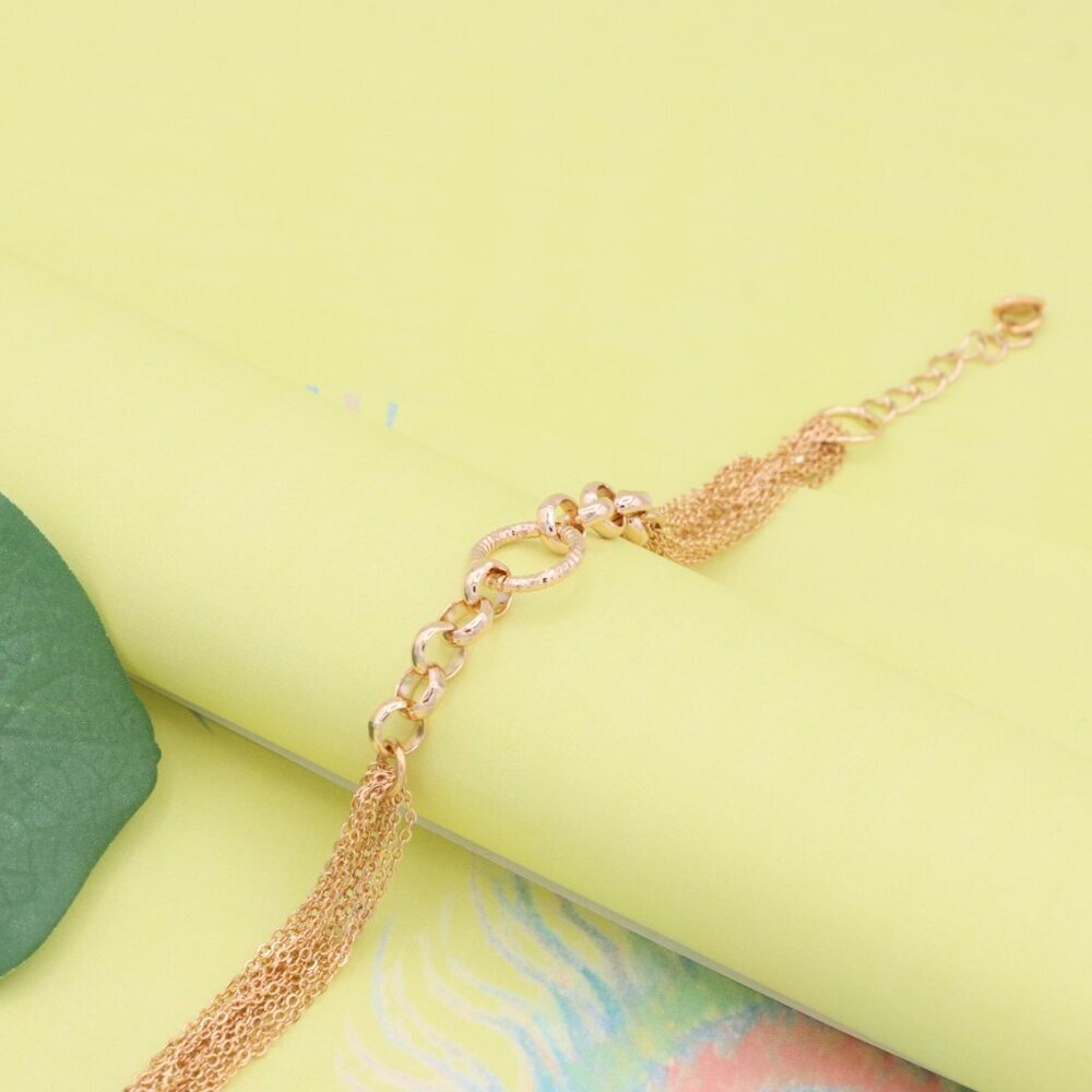 "Rose Gold Textured Chain Bracelet with Circle Accent, XPBL1109